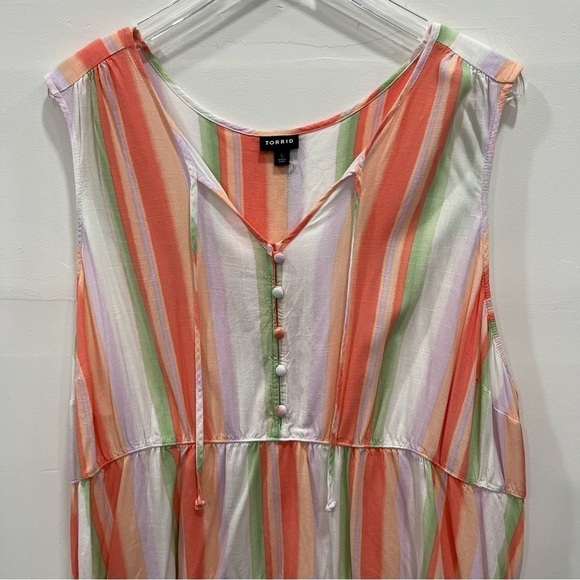 Torrid Tiered Tank Top Colorful Stripe Button Front Size 5X - Picture 8 of 9